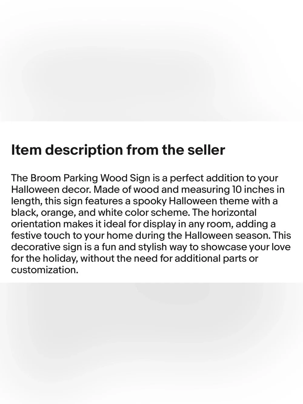 Broom Parking Halloween Tabletop Sign – Orange and Black Halloween Salem